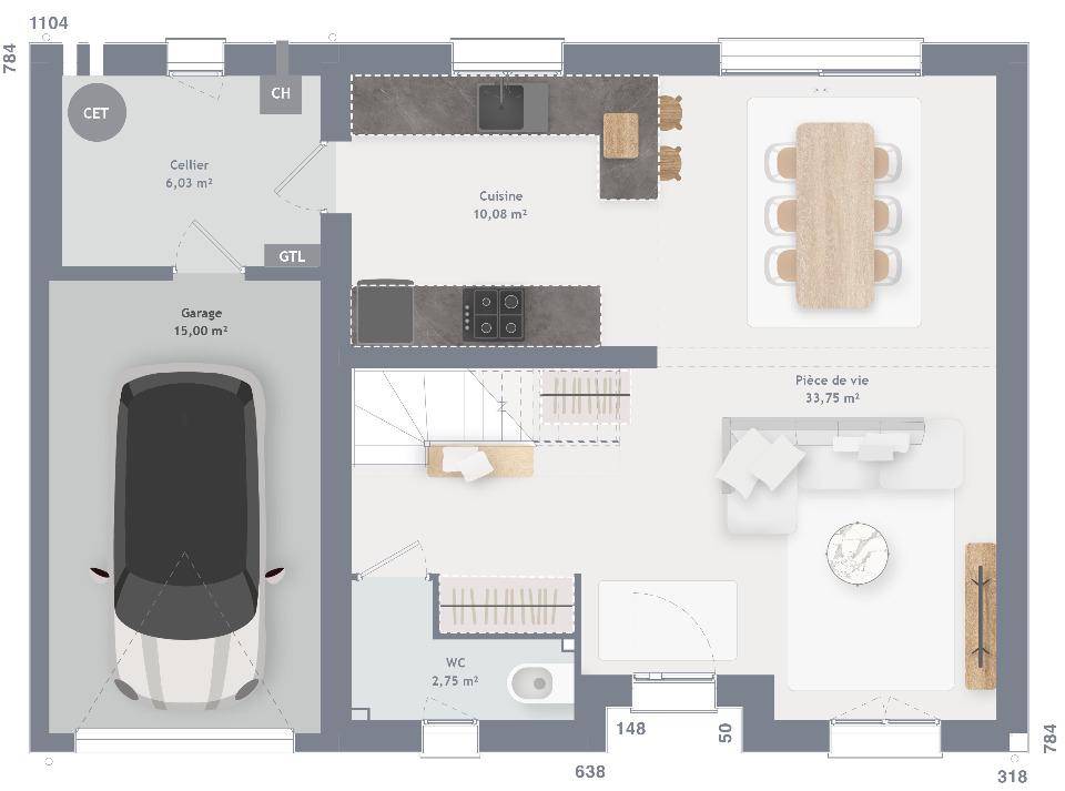Programme terrain + maison à Houdan en Yvelines (78) de 90 m² à vendre au prix de 334300€ - 4