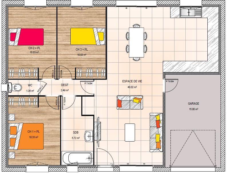 Programme terrain + maison à Beaufort-en-Anjou en Maine-et-Loire (49) de 80 m² à vendre au prix de 197000€ - 4