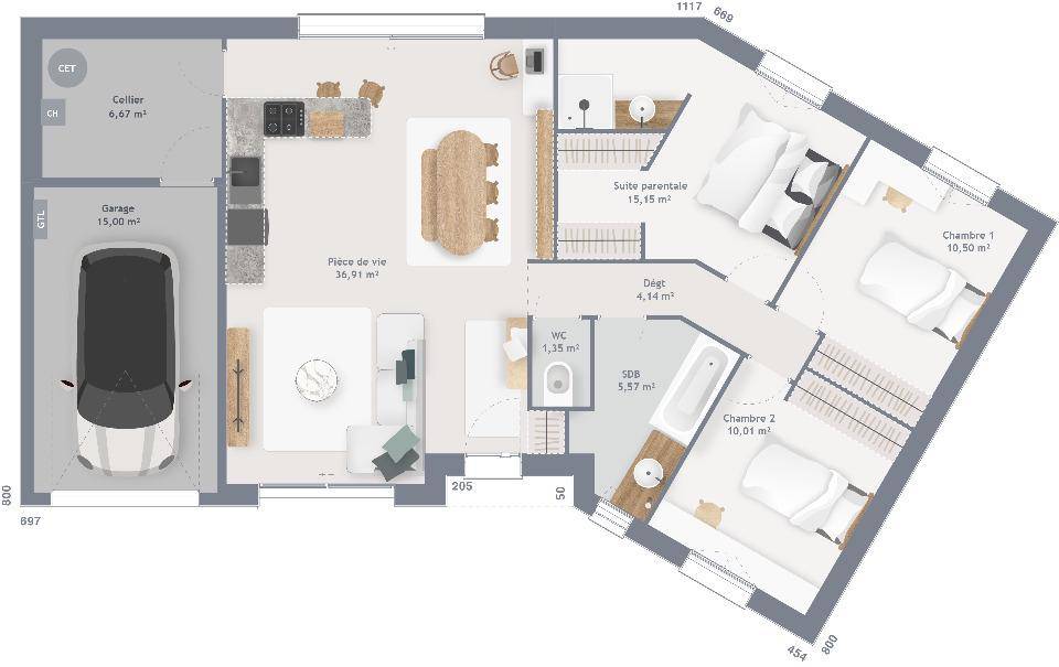 Programme terrain + maison à Thorée-les-Pins en Sarthe (72) de 90 m² à vendre au prix de 178000€ - 4