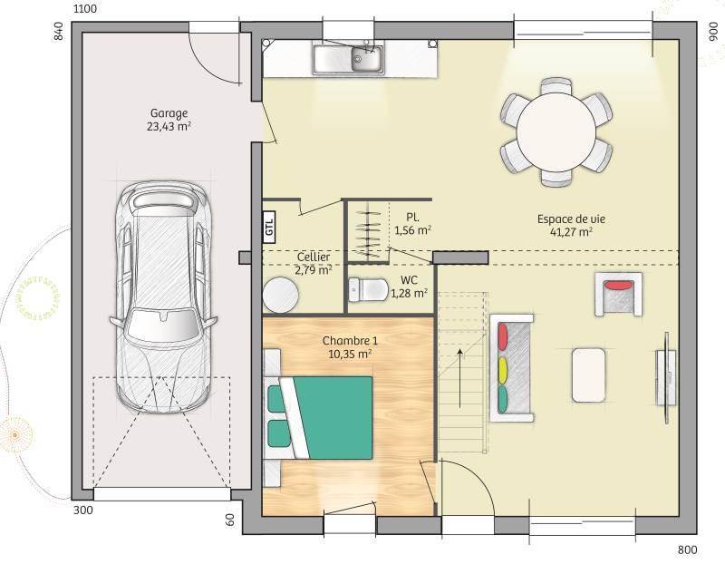 Programme terrain + maison à La Londe en Seine-Maritime (76) de 89 m² à vendre au prix de 214500€ - 4
