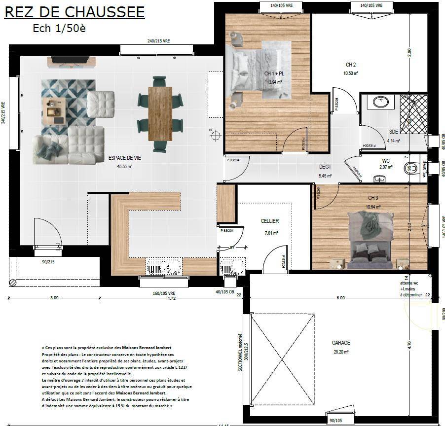 Programme terrain + maison à Chemillé-en-Anjou en Maine-et-Loire (49) de 100 m² à vendre au prix de 218000€ - 4