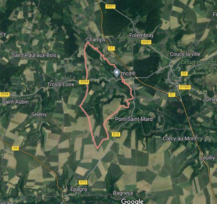 Terrain seul à Guny en Aisne (02) de 2470 m² à vendre au prix de 35000€