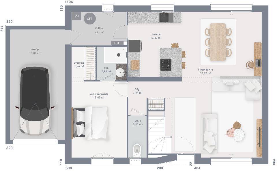 Programme terrain + maison à Bavinchove en Nord (59) de 115 m² à vendre au prix de 309622€ - 4