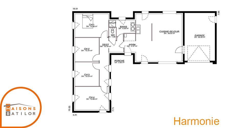 Programme terrain + maison à Montferrand-le-Château en Doubs (25) de 111 m² à vendre au prix de 371100€ - 4