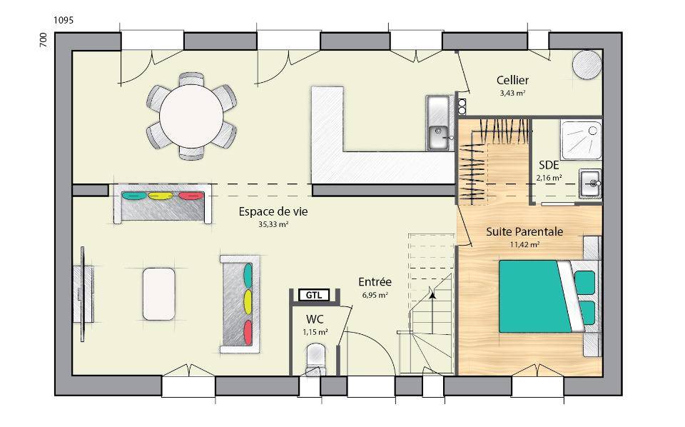 Programme terrain + maison à Moissy-Cramayel en Seine-et-Marne (77) de 89 m² à vendre au prix de 349000€ - 4