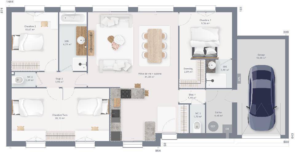 Programme terrain + maison à Alençon en Orne (61) de 105 m² à vendre au prix de 267150€ - 4