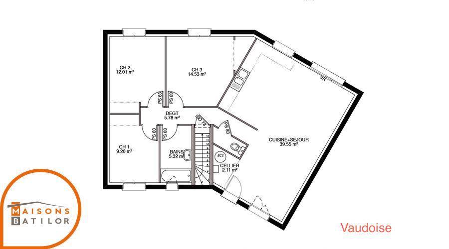 Programme terrain + maison à Champvans en Jura (39) de 93 m² à vendre au prix de 199260€ - 4