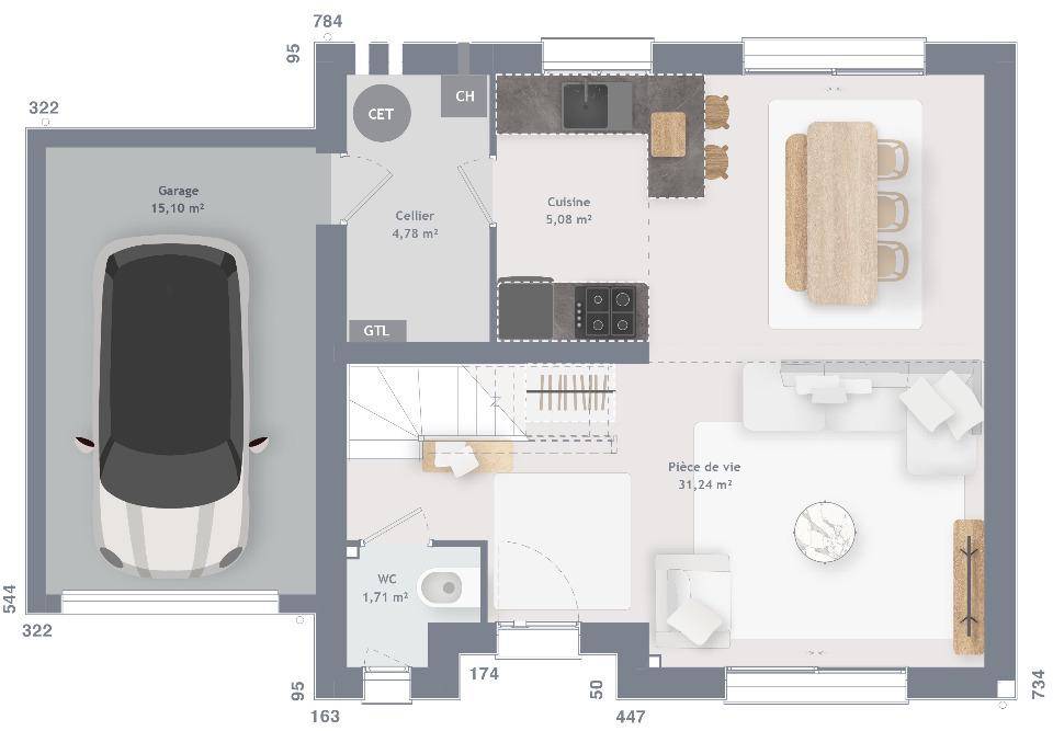 Programme terrain + maison à Changé en Mayenne (53) de 80 m² à vendre au prix de 304800€ - 4