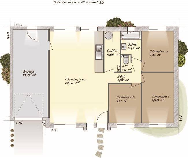 Programme terrain + maison à Le Thuit de l'Oison en Eure (27) de 80 m² à vendre au prix de 234500€ - 4