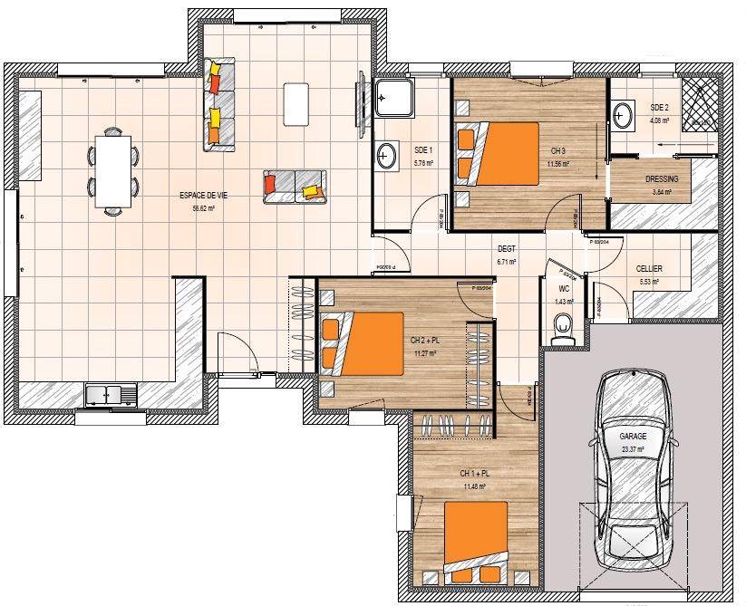 Programme terrain + maison à Verrières-en-Anjou en Maine-et-Loire (49) de 120 m² à vendre au prix de 294500€ - 4