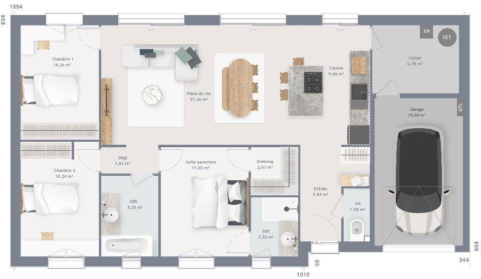 Programme terrain + maison à Le Breuil-en-Auge en Calvados (14) de 95 m² à vendre au prix de 267980€ - 4