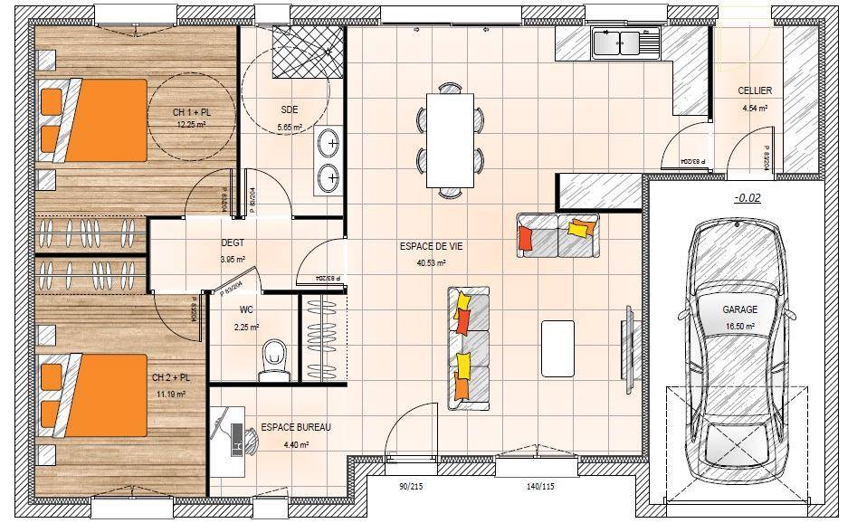 Programme terrain + maison à Cholet en Maine-et-Loire (49) de 85 m² à vendre au prix de 243000€ - 4