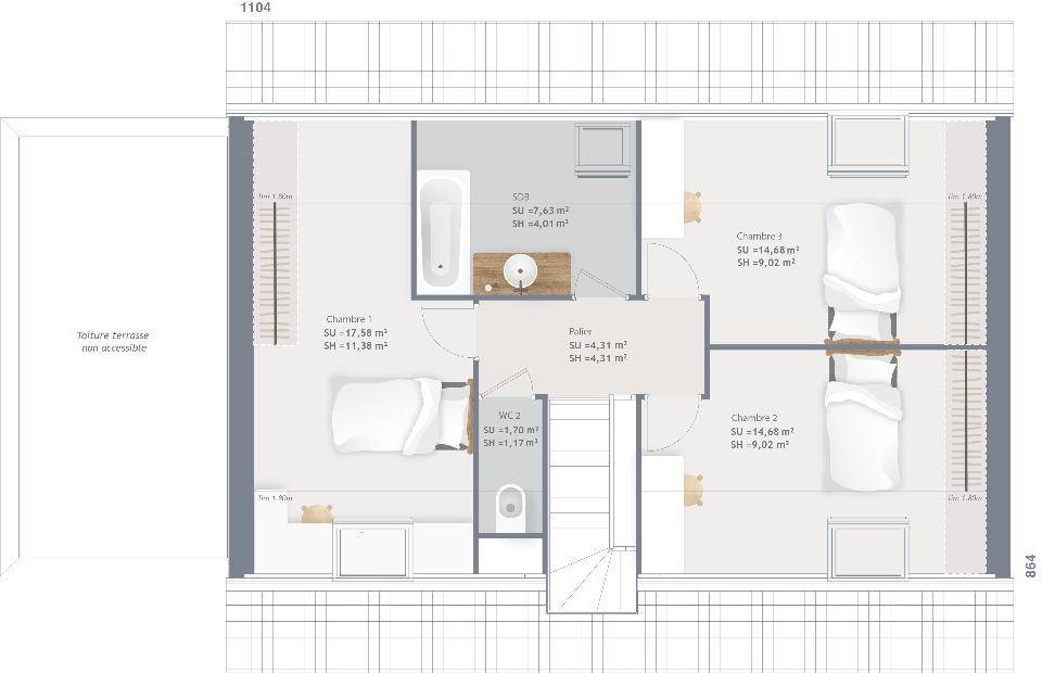 Programme terrain + maison à Camphin-en-Carembault en Nord (59) de 115 m² à vendre au prix de 354000€ - 4