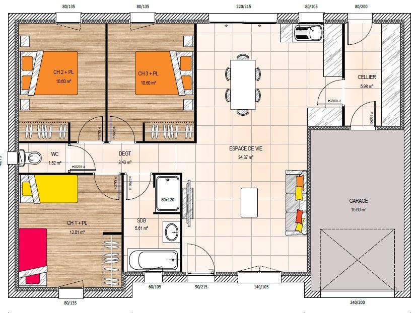 Programme terrain + maison à Chemillé-en-Anjou en Maine-et-Loire (49) de 80 m² à vendre au prix de 216500€ - 4