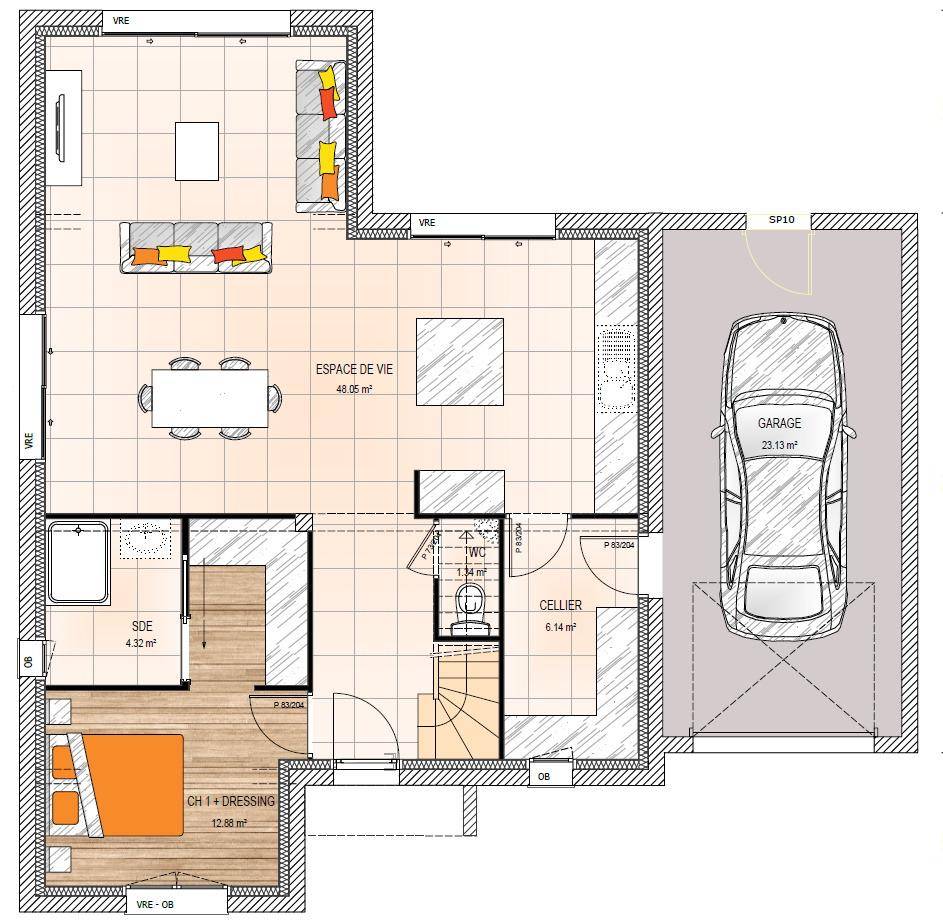 Programme terrain + maison à Nuaillé en Maine-et-Loire (49) de 127 m² à vendre au prix de 304500€ - 4