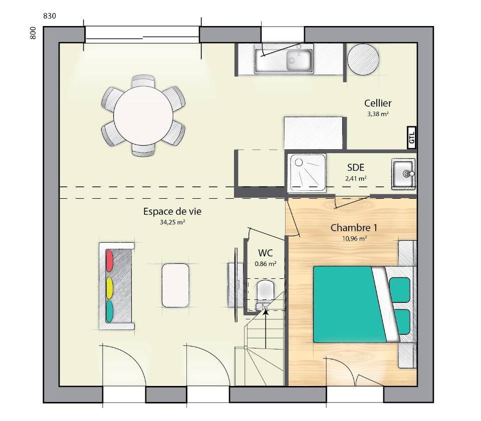 Programme terrain + maison à Moulineaux en Seine-Maritime (76) de 102 m² à vendre au prix de 205074€ - 4