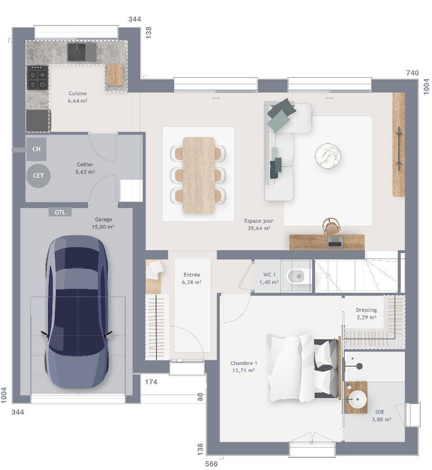 Programme terrain + maison à Saint-Denis-du-Maine en Mayenne (53) de 120 m² à vendre au prix de 289600€ - 4