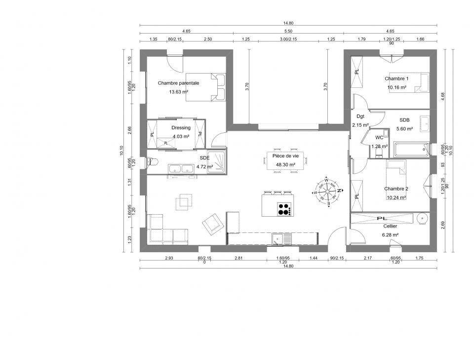Programme terrain + maison à Veyras en Ardèche (07) de 104 m² à vendre au prix de 369000€ - 4