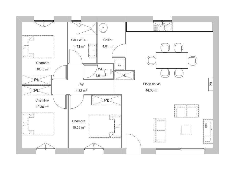Programme terrain + maison à Saint-Lézer en Hautes-Pyrénées (65) de 90 m² à vendre au prix de 191500€ - 4