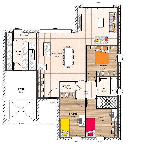 Programme terrain + maison à Saint-Barthélemy-d'Anjou en Maine-et-Loire (49) de 97 m² à vendre au prix de 394000€ - 4