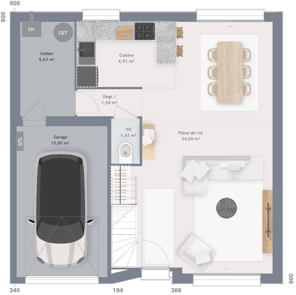 Programme terrain + maison à Saint Martin de l'If en Seine-Maritime (76) de 90 m² à vendre au prix de 232904€ - 4