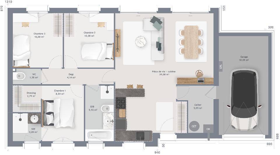 Programme terrain + maison à Épaignes en Eure (27) de 90 m² à vendre au prix de 239899€ - 4