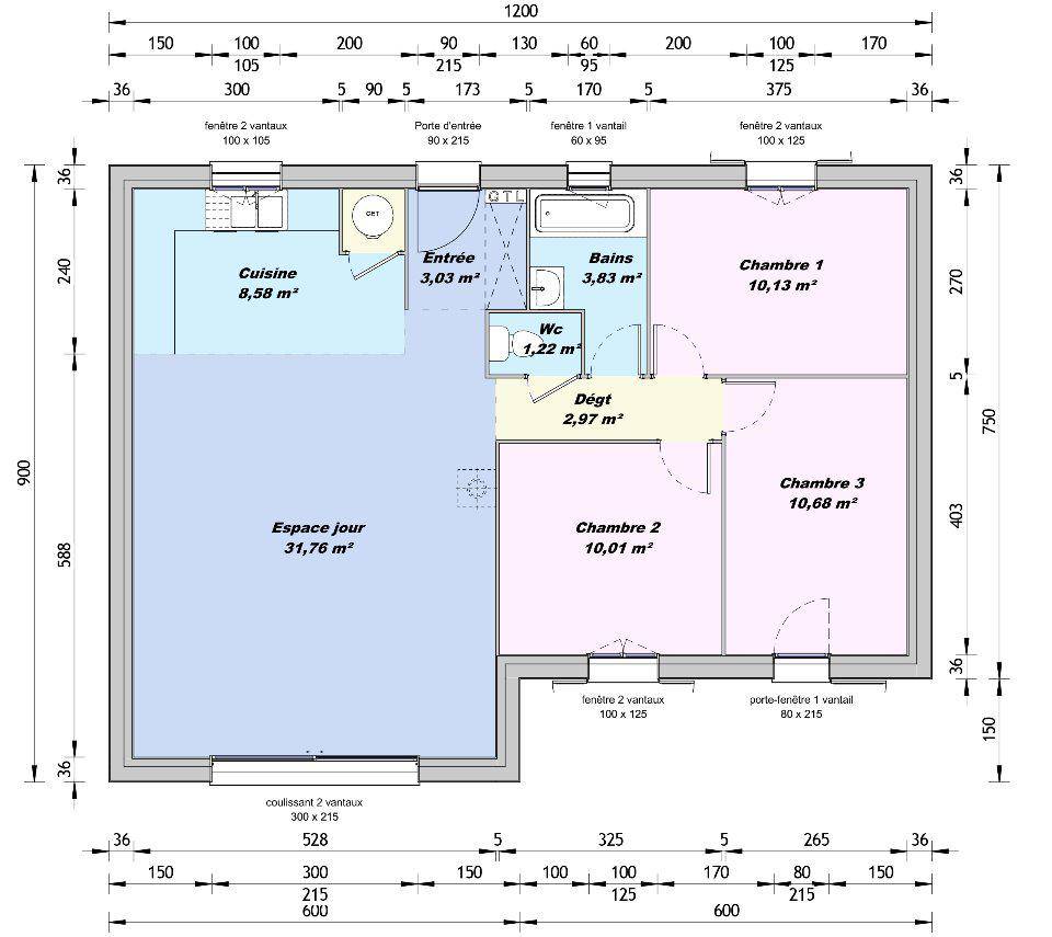Programme terrain + maison à Mérindol en Vaucluse (84) de 83 m² à vendre au prix de 311000€ - 3