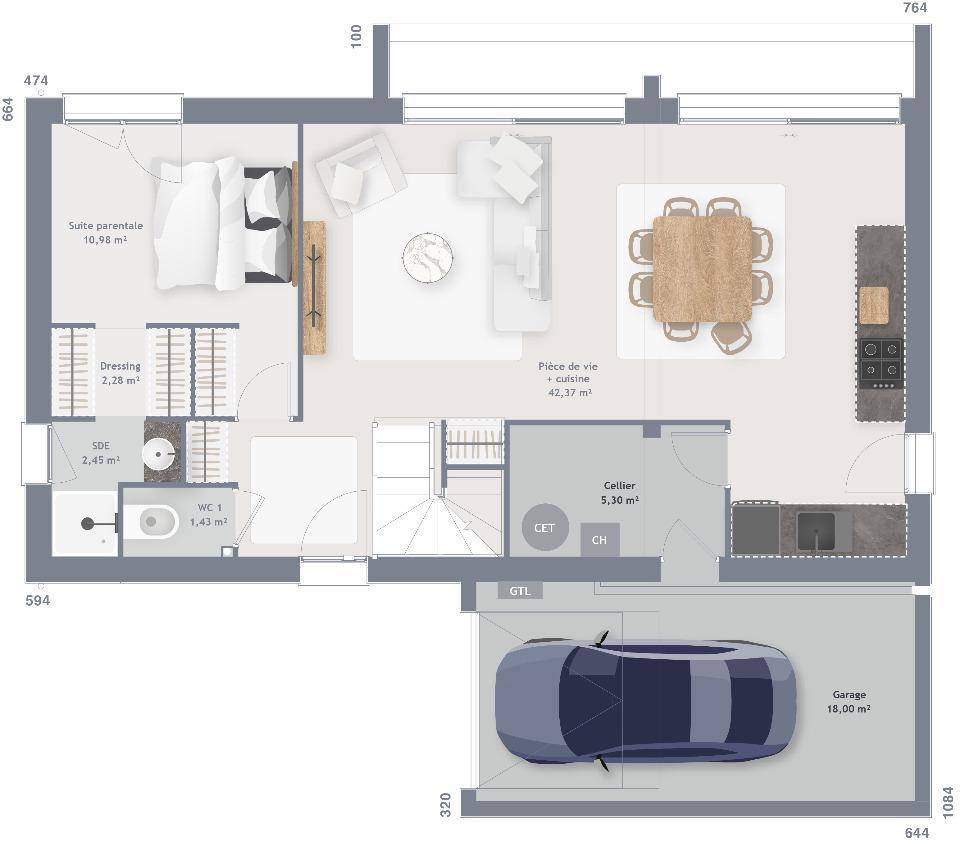Programme terrain + maison à Nanterre en Hauts-de-Seine (92) de 115 m² à vendre au prix de 878600€ - 4