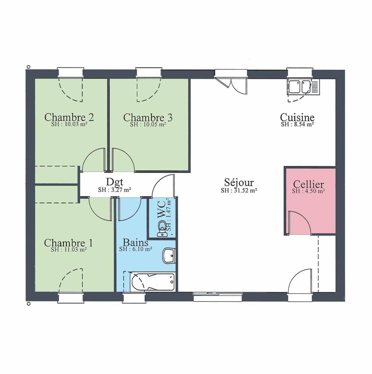 Programme terrain + maison à Yzeure en Allier (03) de 86 m² à vendre au prix de 195950€ - 4