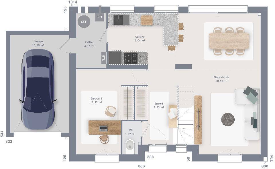 Programme terrain + maison à Alençon en Orne (61) de 120 m² à vendre au prix de 281266€ - 4