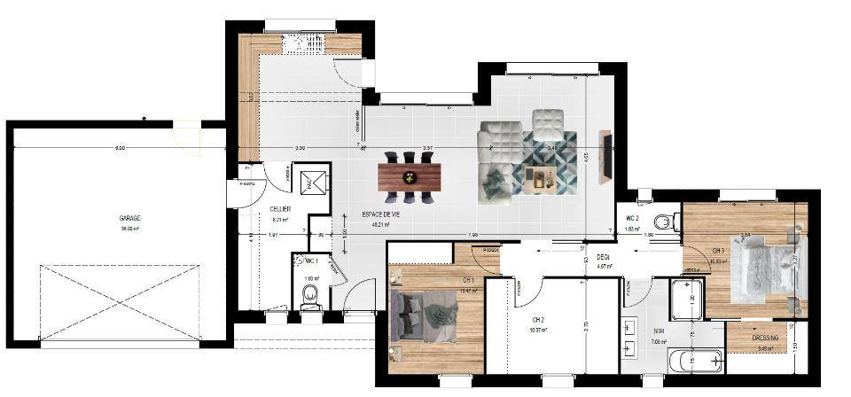 Programme terrain + maison à Val d'Erdre-Auxence en Maine-et-Loire (49) de 106 m² à vendre au prix de 266700€ - 4
