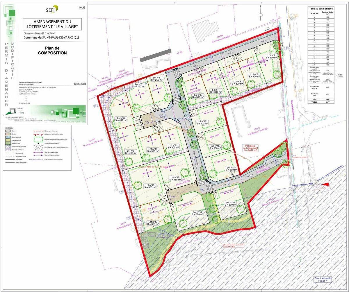 Terrain seul à Saint-Paul-de-Varax en Ain (01) de 300 m² à vendre au prix de 79900€ - 2