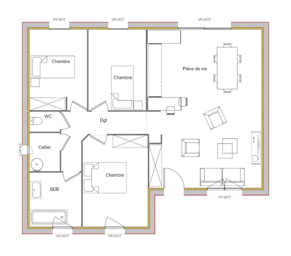 Programme terrain + maison à Lapugnoy en Pas-de-Calais (62) de 83 m² à vendre au prix de 195000€ - 3