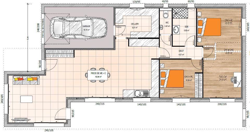 Programme terrain + maison à Saint-Barthélemy-d'Anjou en Maine-et-Loire (49) de 102 m² à vendre au prix de 353000€ - 4