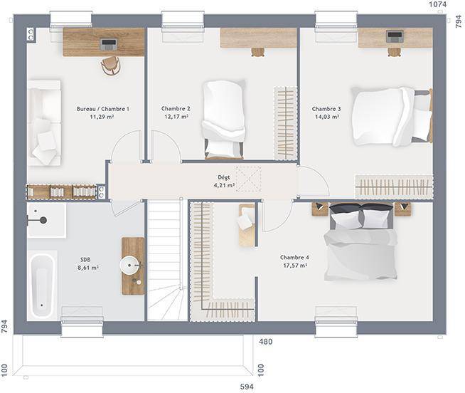 Programme terrain + maison à Sainghin-en-Weppes en Nord (59) de 125 m² à vendre au prix de 379000€ - 4