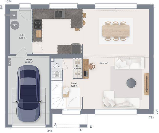 Programme terrain + maison à Sainghin-en-Weppes en Nord (59) de 125 m² à vendre au prix de 379000€ - 3
