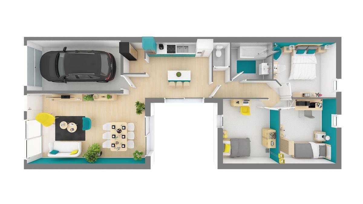 Programme terrain + maison à Saint-Cosme-en-Vairais en Sarthe (72) de 96 m² à vendre au prix de 205442€ - 4