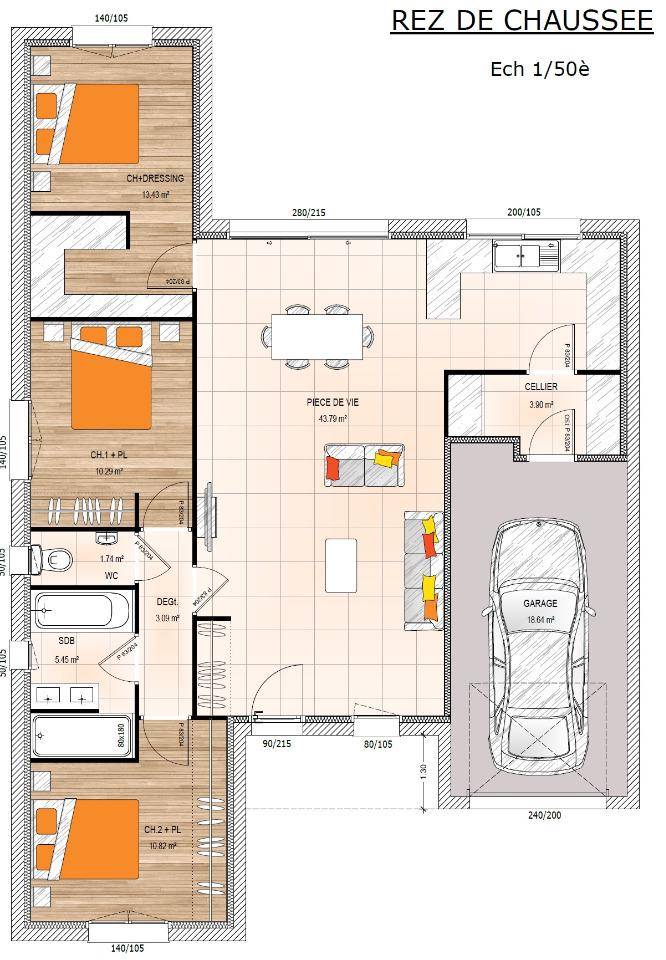 Programme terrain + maison à Nuaillé en Maine-et-Loire (49) de 92 m² à vendre au prix de 227500€ - 4