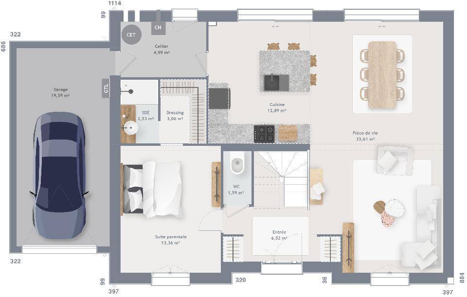 Programme terrain + maison à Camphin-en-Carembault en Nord (59) de 155 m² à vendre au prix de 393000€ - 3