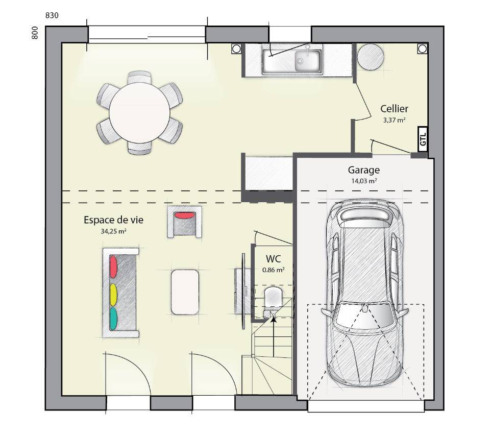 Programme terrain + maison à Maincy en Seine-et-Marne (77) de 89 m² à vendre au prix de 318500€ - 4