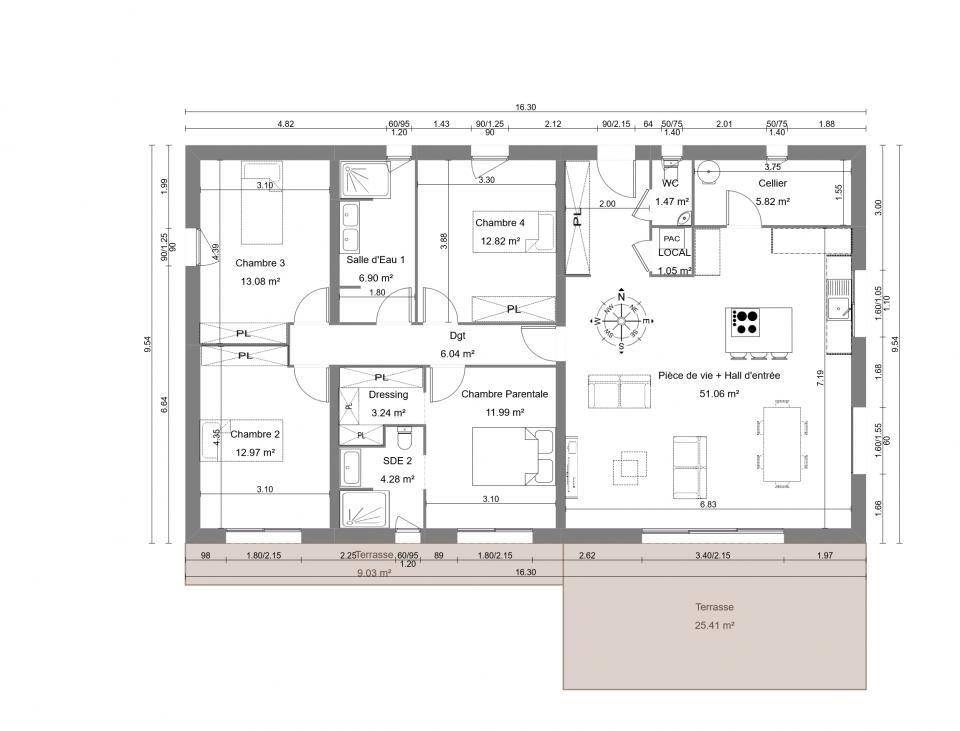 Programme terrain + maison à Hauterives en Drôme (26) de 125 m² à vendre au prix de 359000€ - 4