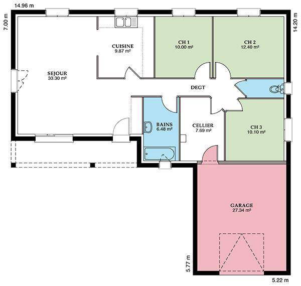 Programme terrain + maison à Châteauneuf-sur-Cher en Cher (18) de 89 m² à vendre au prix de 151465€ - 4