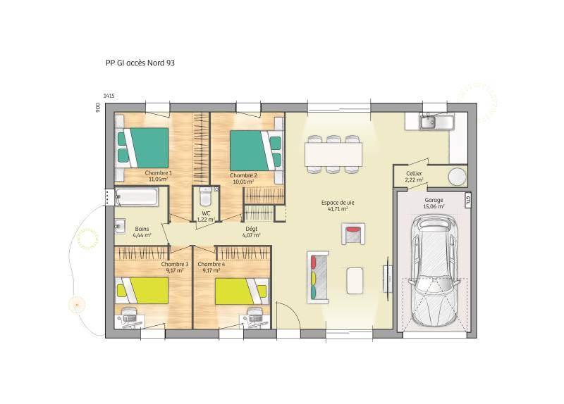 Programme terrain + maison à Chars en Val-d'Oise (95) de 93 m² à vendre au prix de 272000€ - 4