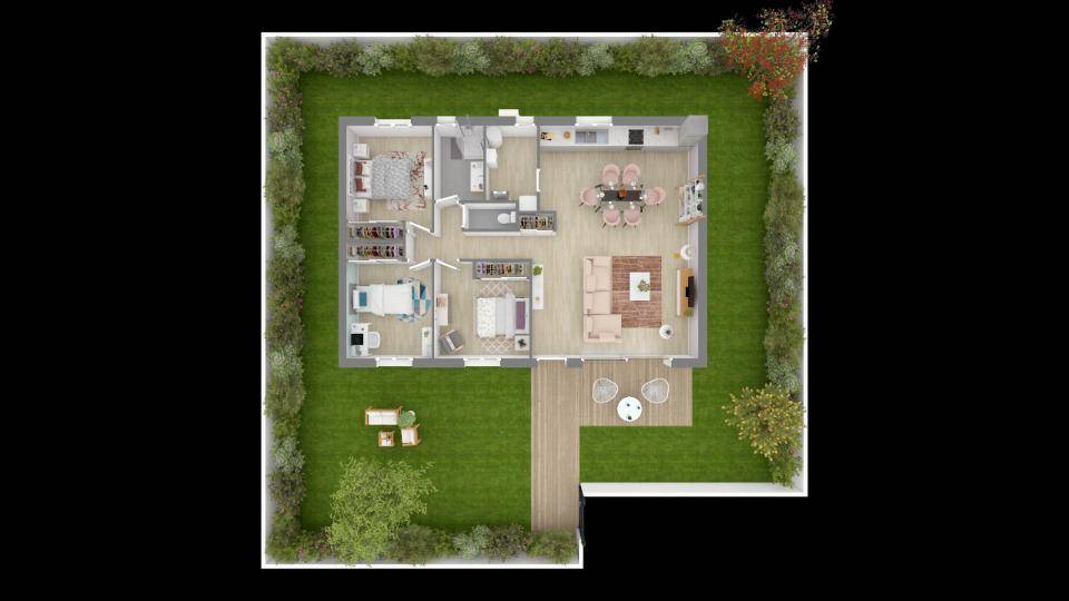 Programme terrain + maison à Montaner en Pyrénées-Atlantiques (64) de 90 m² à vendre au prix de 179000€ - 3