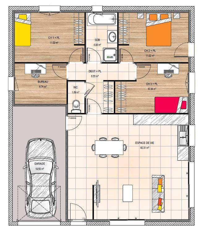 Programme terrain + maison à Bellevigne-les-Châteaux en Maine-et-Loire (49) de 90 m² à vendre au prix de 209500€ - 4