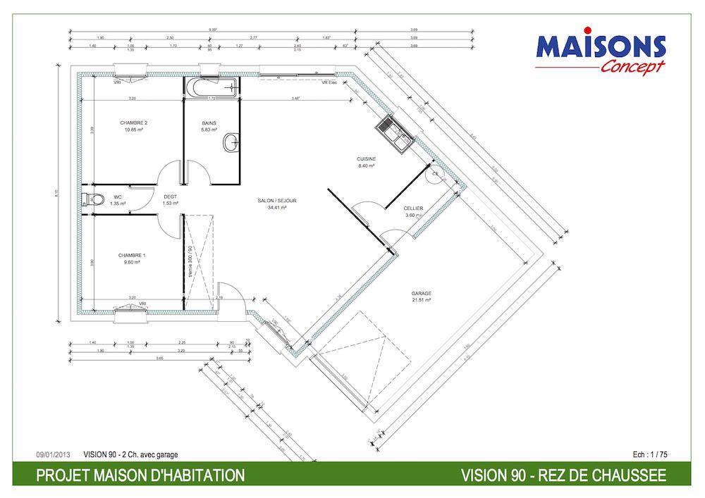 Programme terrain + maison à Ballon-Saint Mars en Sarthe (72) de 97 m² à vendre au prix de 191077€ - 4