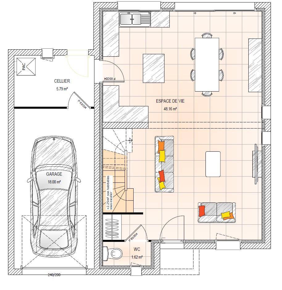 Programme terrain + maison à Écouflant en Maine-et-Loire (49) de 90 m² à vendre au prix de 271200€ - 4