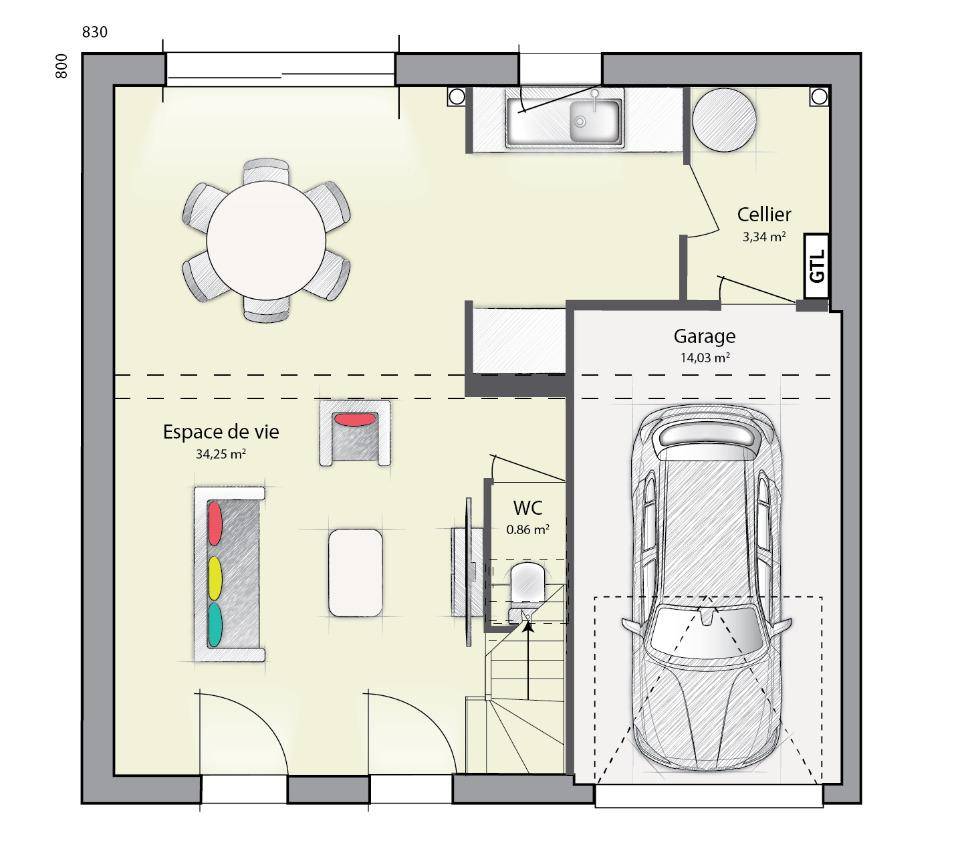 Programme terrain + maison à Saint Martin de l'If en Seine-Maritime (76) de 89 m² à vendre au prix de 219000€ - 4
