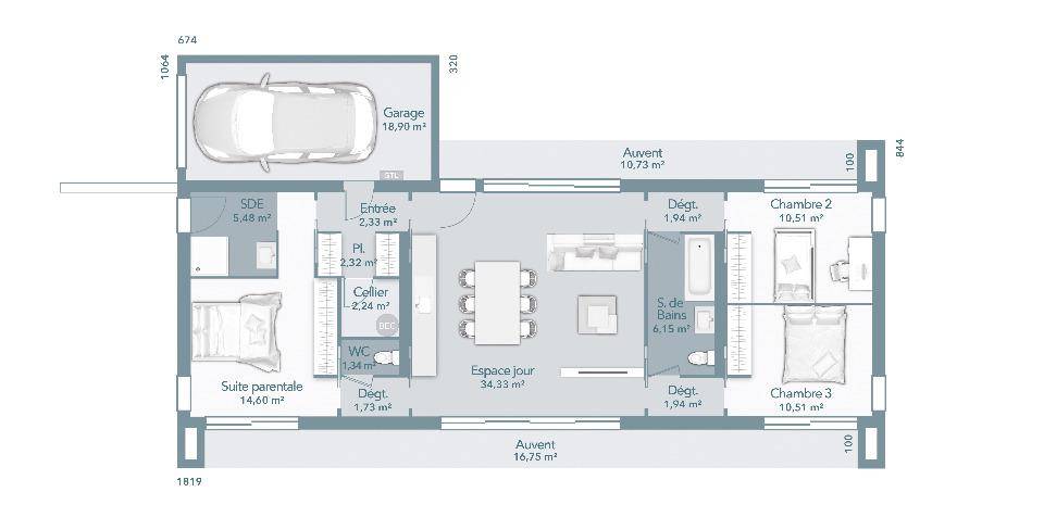 Programme terrain + maison à Vigoulet-Auzil en Haute-Garonne (31) de 95 m² à vendre au prix de 456144€ - 4