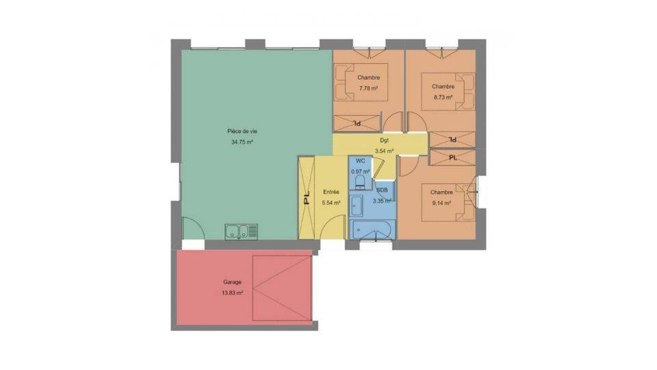 Programme terrain + maison à Boisgervilly en Ille-et-Vilaine (35) de 73 m² à vendre au prix de 235450€ - 4